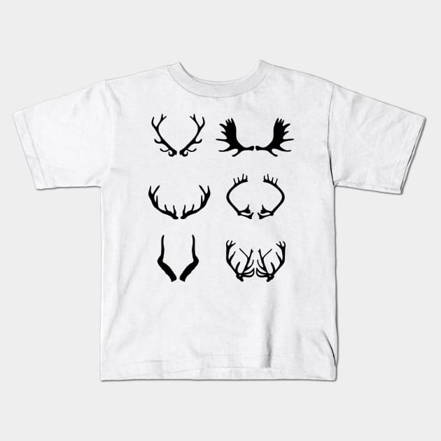 Deer Moose Elk Caribou Impala Reindeer Antler Kids T-Shirt by panco